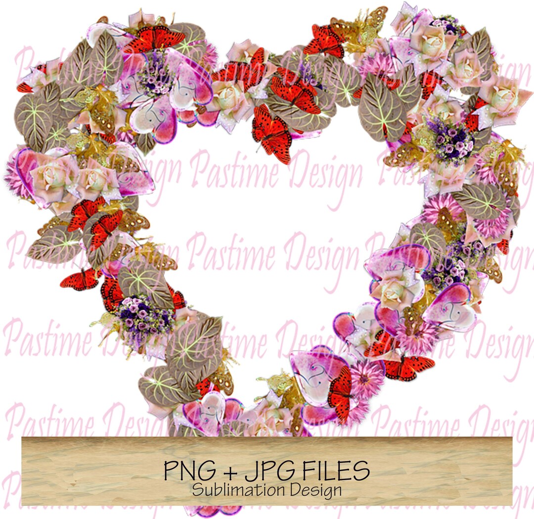 Vintage Valentine Floral Heart, Valentine PNG, Heart Sublimation Png ...