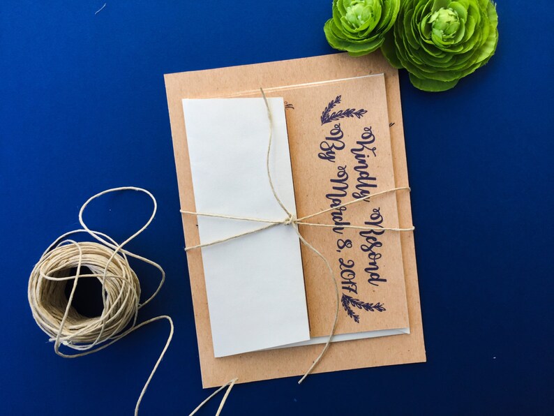 Rustic Wedding Invitation SAMPLE Wedding Invitation Navy Wedding Invite Wedding Stationery Wedding Invitation Set Kraft Wedding Invites