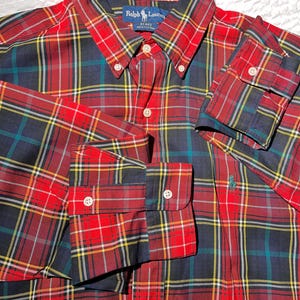 Ralph Lauren Vintage Blake Multicolored Cotton Plaid Button Down Shirt Size L