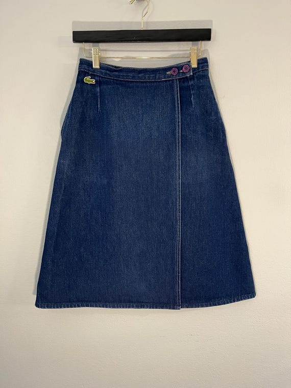 Izod for Her Lacoste Vintage 80s Dark Blue Denim Jean Cotton Wrap