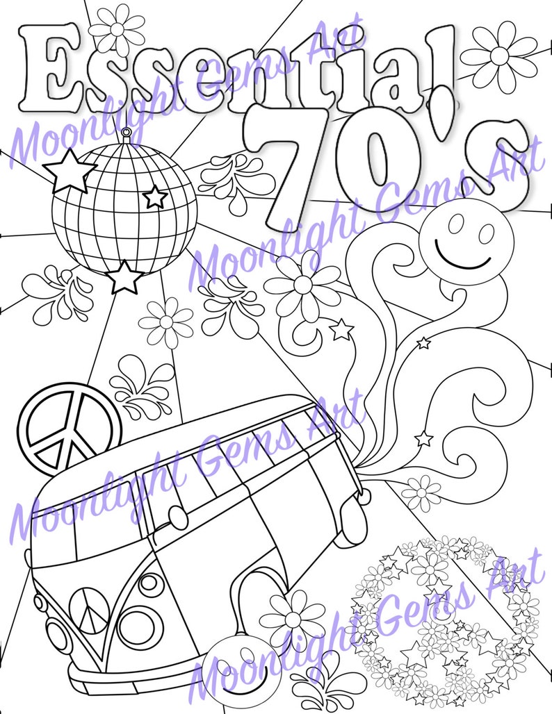 Essential 70's Colouring Page Poster | Etsy