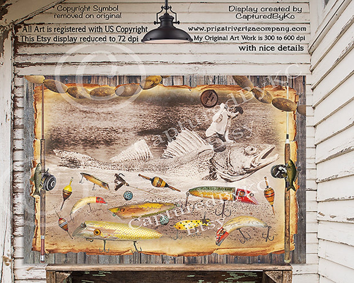 Hunting wall art Man cave art Fishing art fishing wall art Etsy
