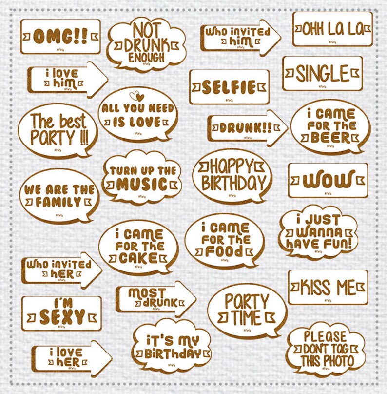 26 Photo Booth Props Printable Diy Birthday Bubble Speech Etsy