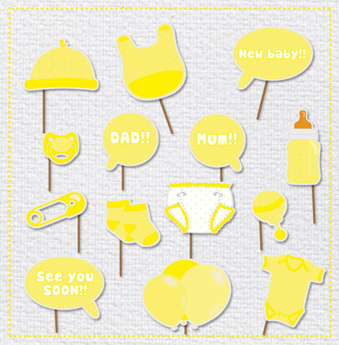 14 Photo Booth Props Printable DIY Baby Shower Speech Etsy