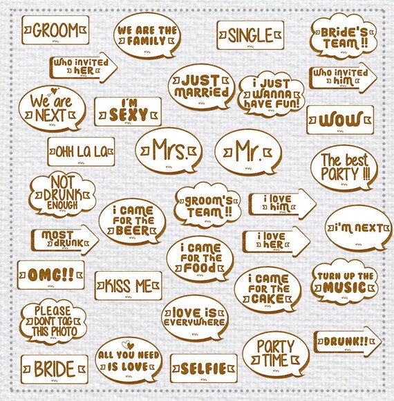 34 Photo Booth Props Printable DIY Wedding Bubble Speech - Etsy