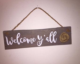 Reclaimed wood welcome hanging sign