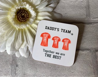 Personalised Fathers Day Coaster - Football Dad gift - Football family - Dad gift - Daddy gift - Christmas gift - Grandad Fathers Day Gift