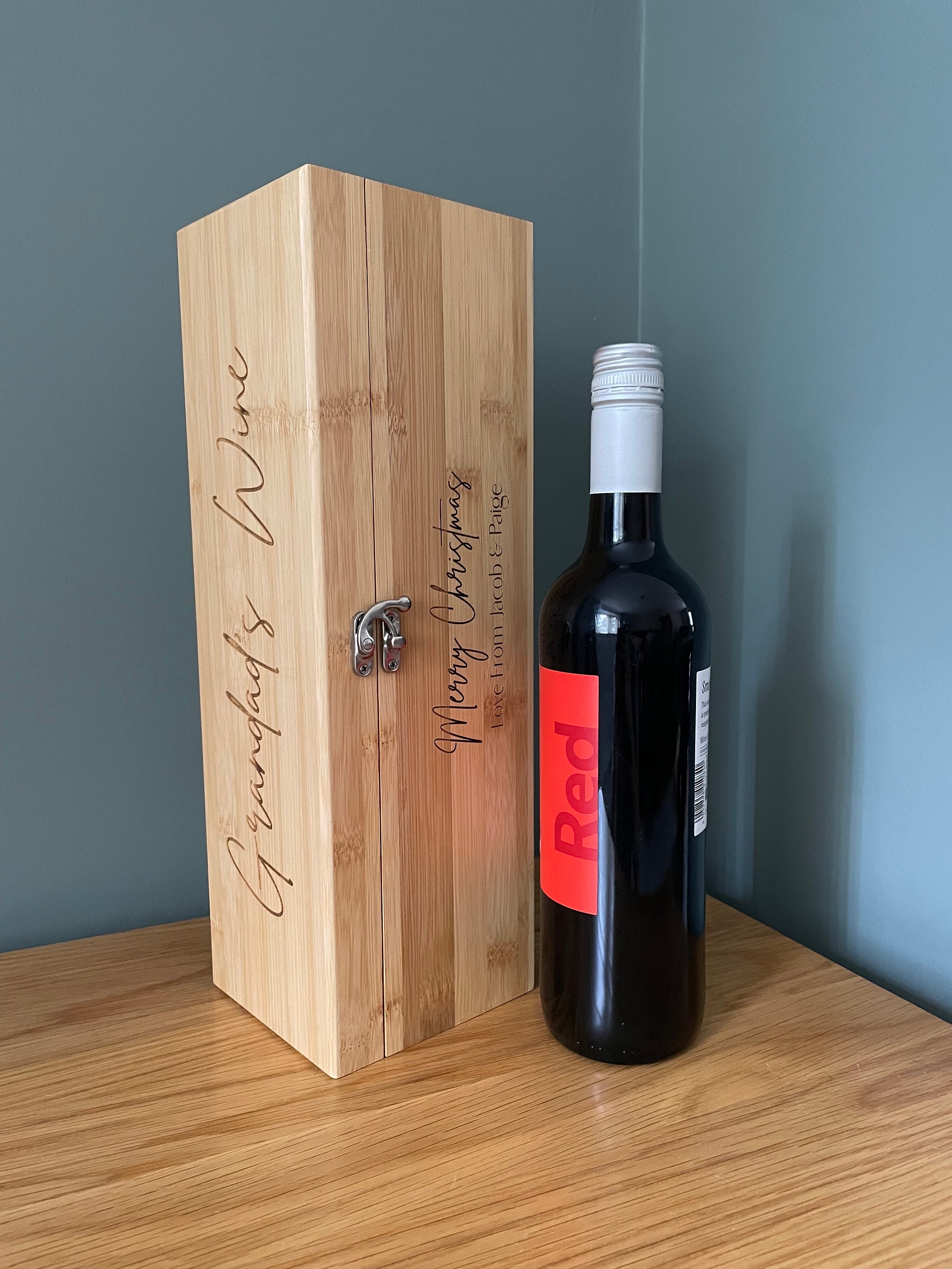 Bittle Box Personalised Luxury Wooden Wine Box Set, Personalised Birthday Gift ...