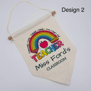 Personalized Rainbow Teacher Classroom Door Sign Design 2