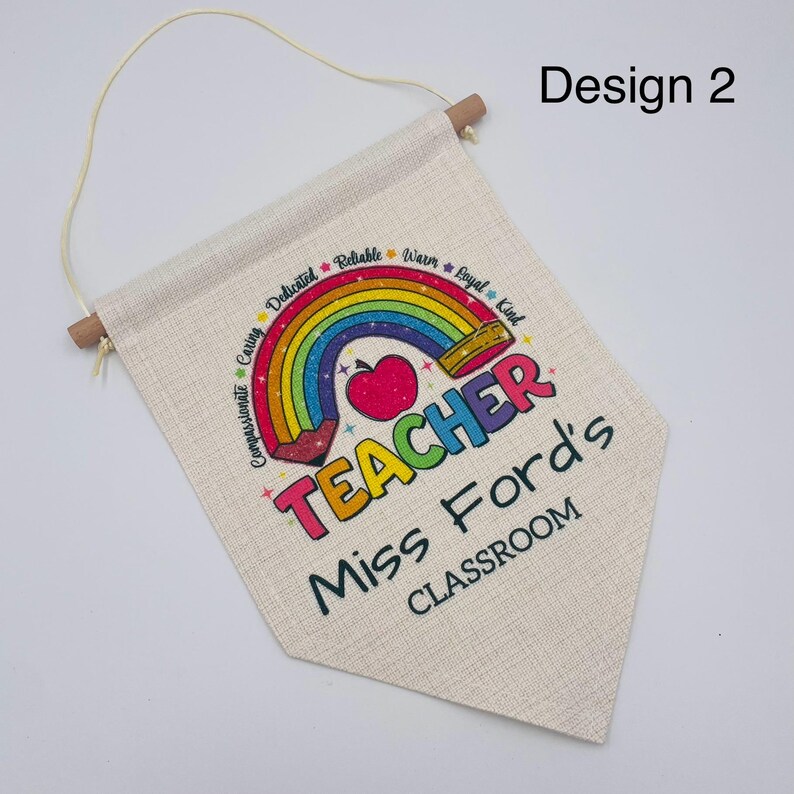 Personalized Rainbow Teacher Classroom Door Sign Design 2