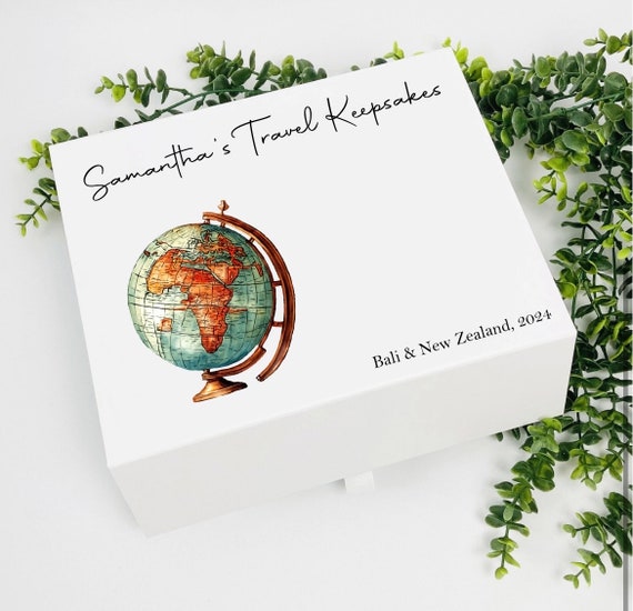 Luxury personalised 'Travelling' keepsake gift box, Teavelling gift, Travellers keepsakes, welcome home gift box