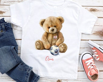 Children's England Football T-shirt: Teddy Bear Design