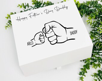 Personalised Fathers Day Gift Box, Daddy gift box, Fathers Day, Grandad Fathers Day Gift, Daddy Fists Image, Daddy and children fists