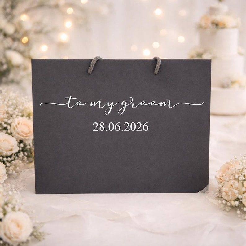 Bolsa de regalo personalizada para mi novio, bolsa de regalo para el novio, bolsa de regalo para la mañana de la boda, bolsa de regalo para el futuro novio imagen 2