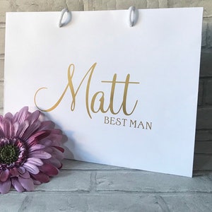 Personalised Groomsmen Gift Bag, Best Man Gift Bag, Groomsmen Gift, Personalised Gift Bag, Personalized Gift White