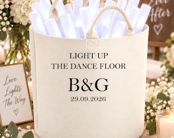 Personalised Wedding Glow Stick Felt Basket, Wedding Flipflop Basket, Wedding Confetti, Wedding Fans