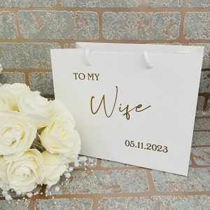 Personalised Wife gift bag, to my Wife gift bag, wedding morning gift bag wife to be gift bag