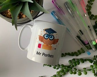 Personalized Teacher Mug: Owl Design, End of Year Gift