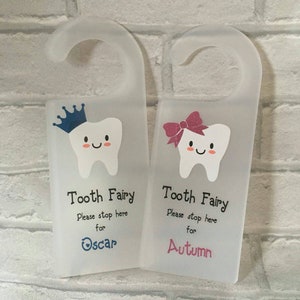 Personalised acrylic tooth fairy door hanger, first tooth, lost tooth, don't forget the tooth fairy again, tooth fairy reminder, door hanger
