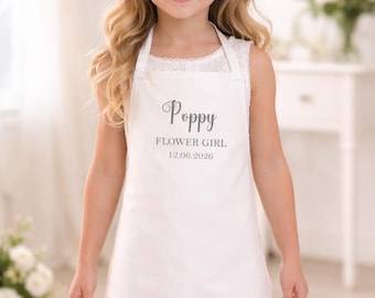 Grembiule personalizzato per damigella d'onore, grembiule personalizzato per paggetto, regalo per damigella d'onore, grembiule per bambini del corteo nuziale, regalo per la mattina del matrimonio