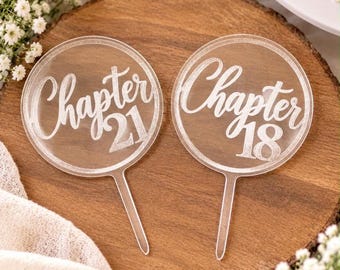 Acrylic Birthday Cake Topper - Acrylic Chapter Birthday Cake Topper - Birthday Chapter - New Chapter - Engraved Cake Topper