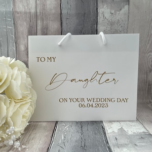 Sacola de presente personalizada para filha e noiva, sacola de presente para minha/nossa filha no dia do seu casamento, sacola de presente para a manhã do casamento, sacola de presente para filha e noiva
