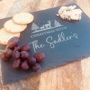 Personalised Engraved Slate Christmas Cheese boards, Slate Christmas Family Chese Board, Christmas Serving Board, Christmas Eve Treat Board