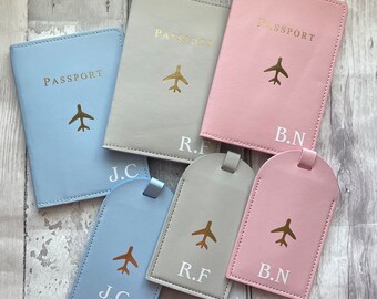 Personalized Passport Cover & Luggage Tag Set: Initials Travel Accessories
