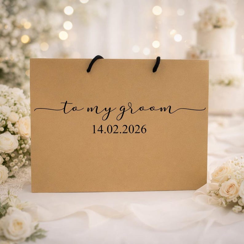 Bolsa de regalo personalizada para mi novio, bolsa de regalo para el novio, bolsa de regalo para la mañana de la boda, bolsa de regalo para el futuro novio imagen 3