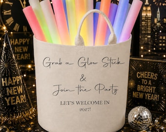 New Year’s Eve Glow Stick Bag | NYE Party Glow Stick Holder | Grab a Glow Stick Party Bag | New Year 2027 Party Decor
