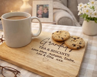 Personalised Custom Engraved Wooden Grandad’s Tea and Biscuits Board, Serving Board, Fathers Day Gift, Daddy Gift, Grandad Gift, Dad Gift