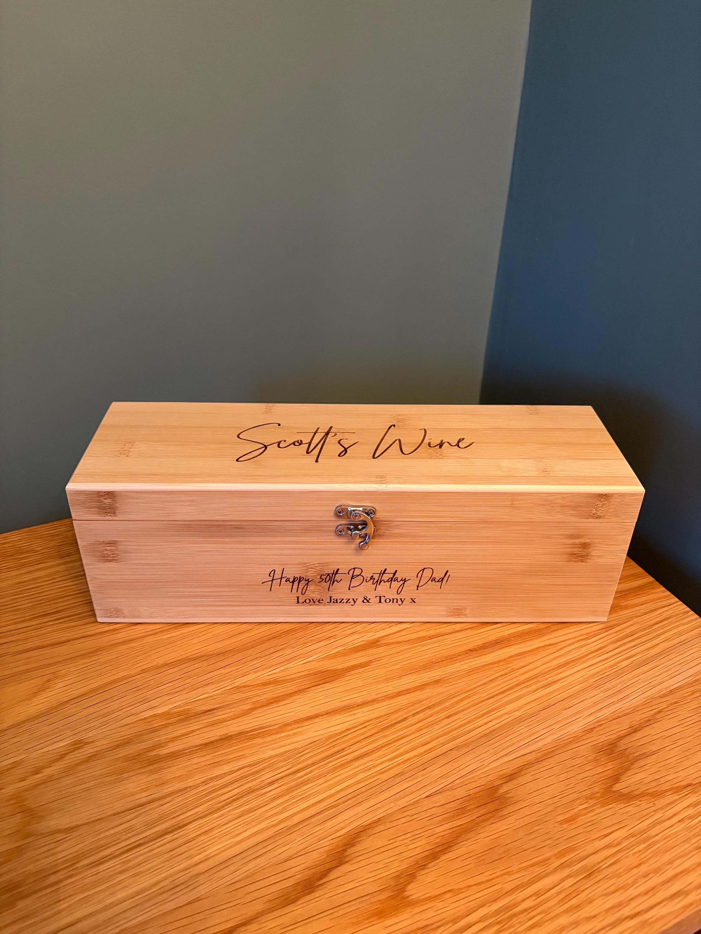 Bittle Box Personalised Luxury Wooden Wine Box Set, Personalised Birthday Gift ...