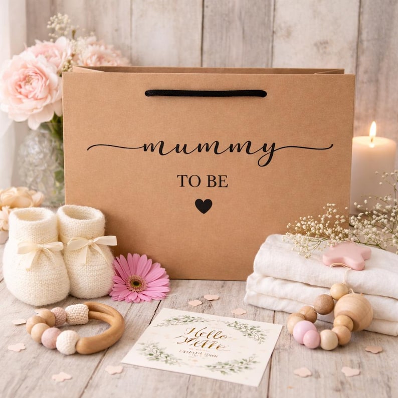 Presentpåse med personligt namn, presentpåse för blivande mamma, presentpåse för speciella tillfällen, personlig presentpåse, presentpåse för blivande mamma bild 4