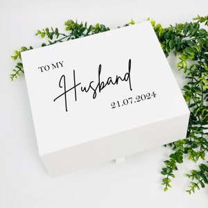 Gepersonaliseerde echtgenoot-geschenkdoos, cadeaudoos voor mijn echtgenoot, geschenkdoos huwelijksochtend Geschenkdoos echtgenoot, geschenkdoos huwelijksverjaardag