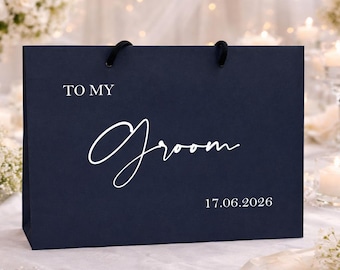 Bolsa de regalo personalizada para el novio, bolsa de regalo para mi novio, bolsa de regalo para la mañana de la boda, bolsa de regalo para el novio