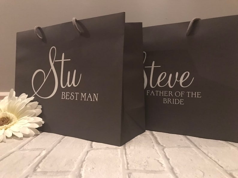 Personalised Groomsmen Gift Bag, Best Man Gift Bag, Groomsmen Gift, Personalised Gift Bag, Personalized Gift Grey