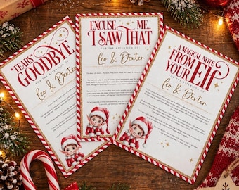 Personalised Christmas Elf Magical Note, Arrival Letter and Goodbye Letter