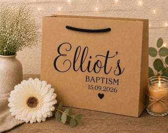 Personalised Baptism Gift Bag | Custom Name Christening Bag | Baby Baptism Gift | Keepsake Gift Bag | Godparent Gift Packaging