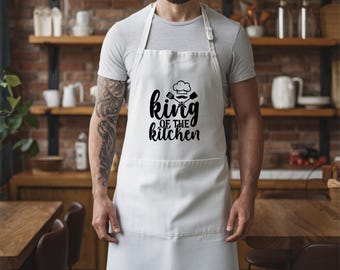 King Of The Kitchen apron, BBQ Lover apron, Father's Day apron, Father's Day Gift, Men's apron, Dads BBQ apron Gift, Cooking Lover Gift