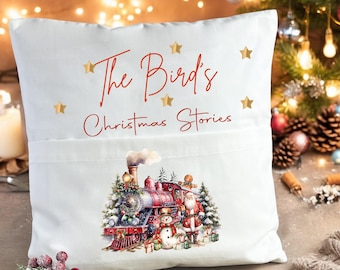 Personalized Christmas Story Cushion Cover: Reading Pillow with Pocket