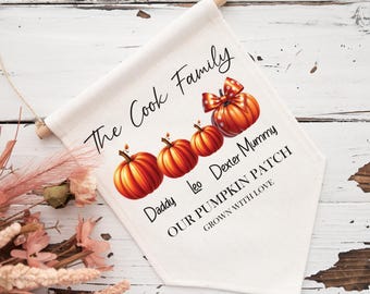 Personalized Family Pumpkin Patch Sign: Autumn Decor Flag
