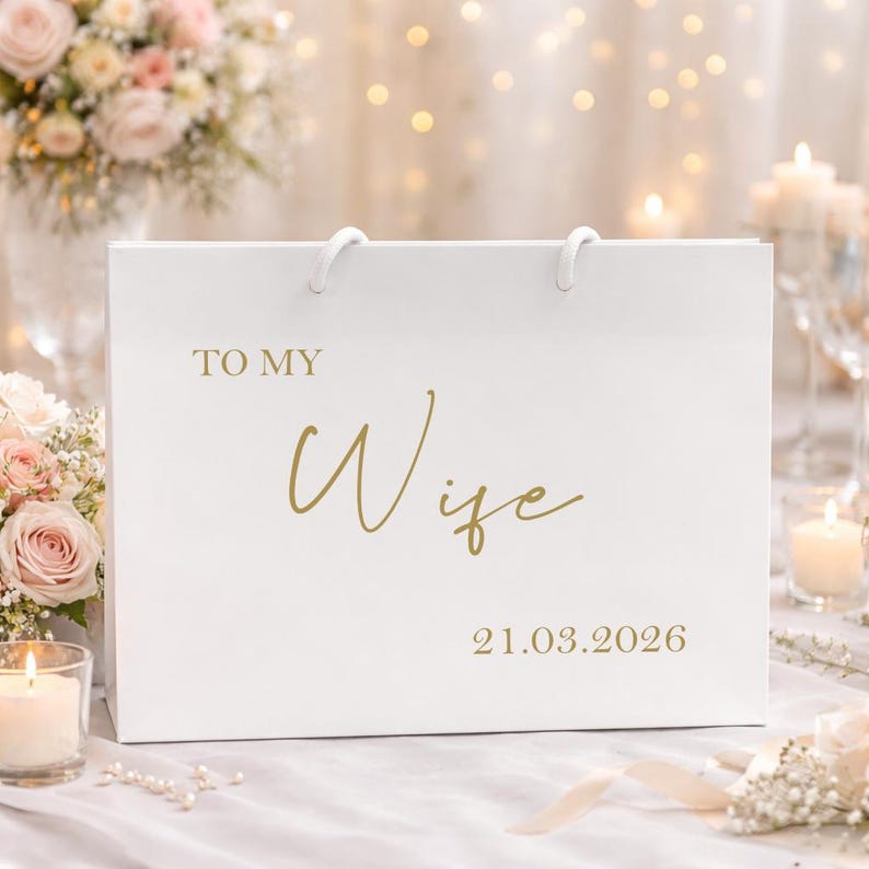 Personalised Wife gift bag, to my Wife gift bag, wedding morning gift bag wife to be gift bag image 1