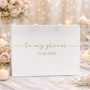 Bolsa de regalo personalizada para mi novio, bolsa de regalo para el novio, bolsa de regalo para la mañana de la boda, bolsa de regalo para el futuro novio imagen 4