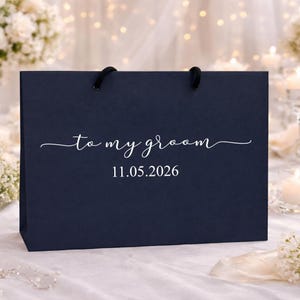 Bolsa de regalo personalizada para mi novio, bolsa de regalo para el novio, bolsa de regalo para la mañana de la boda, bolsa de regalo para el futuro novio imagen 1