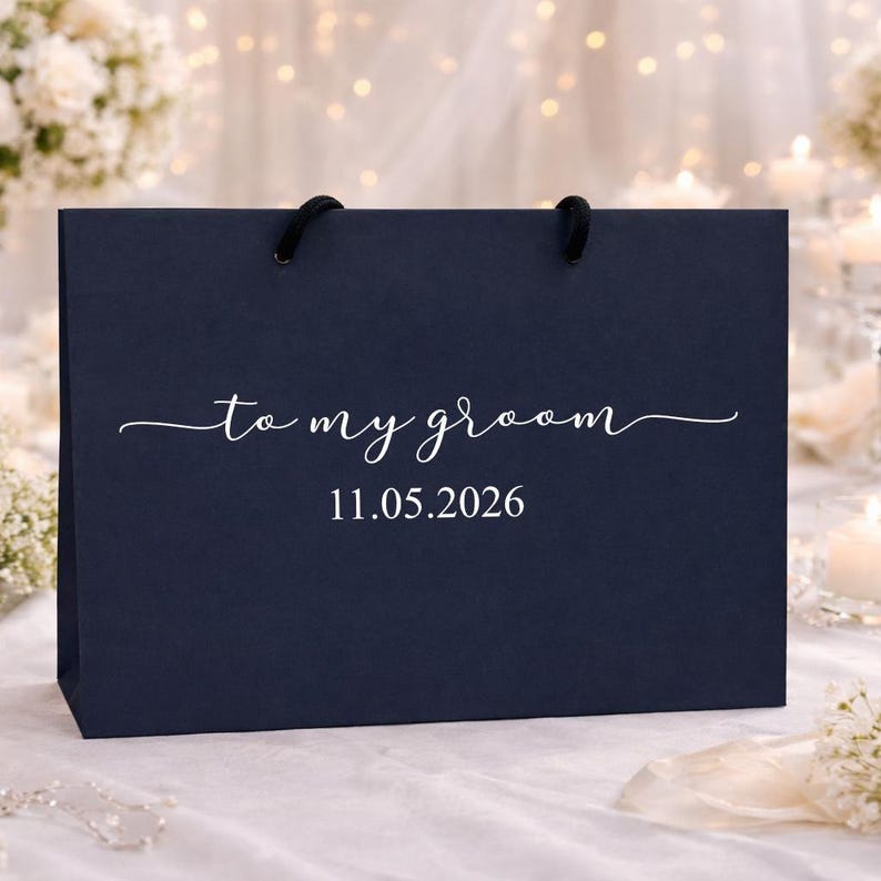 Bolsa de regalo personalizada para mi novio, bolsa de regalo para el novio, bolsa de regalo para la mañana de la boda, bolsa de regalo para el futuro novio imagen 1