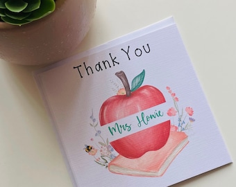 Personalized Thank You Teacher Card: Apple Design