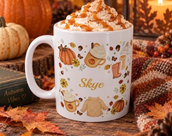 Halloween Mug, Autumn Mug, Fall Mug, Pumpkin Mug, Hello Pumpkin, Hot Chocolate Mug, Fall Decor, Autumn vibes mug, Personalised Mug
