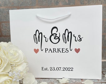 Personalised Mr & Mrs Wedding Day Gift Bag, Wedding Day Gift, Bride and Groom Gift