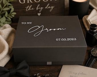 Caja de regalo personalizada para el novio, caja de regalo para mi novio, caja de regalo para la mañana de la boda, caja de regalo para el novio