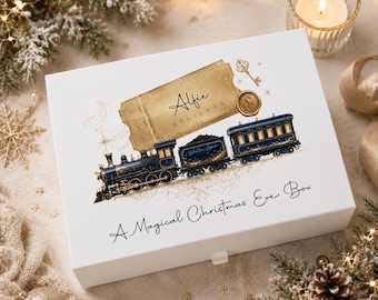 Luxury personalised Christmas Eve Gift Box, Christmas Gift Box, Xmas Gift Box, Christmas Train, Nice List, Santa Nice List Certificate